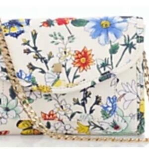 SHOULDER BAG, GORGEOUS FLORAL MULTICOLOUR, COTTON SATEEN, CHAIN STRAP, MAGNETIC